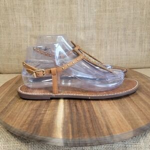 Sam Edelman Sandals Gigi Brown Studded Leather Gladiator Flats Women's‎ Size 9M